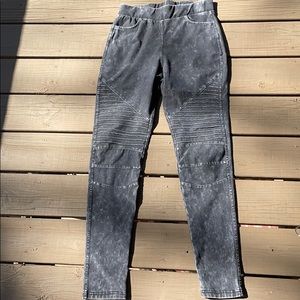 Distressed black and grey Moto leggings